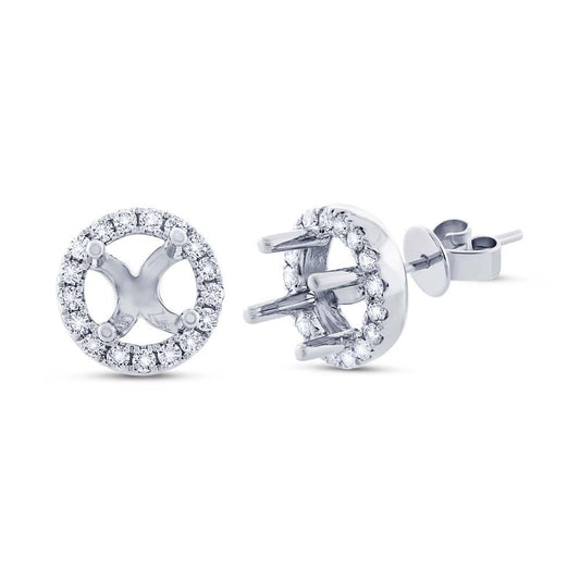 14k White Gold Diamont Semi-mount Stud Earring - 0.49ct