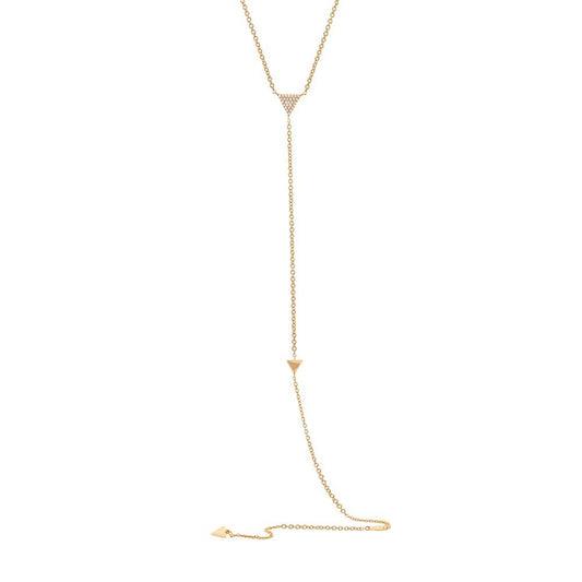 14k Yellow Gold Diamond Triangle Lariat Necklace - 0.07ct
