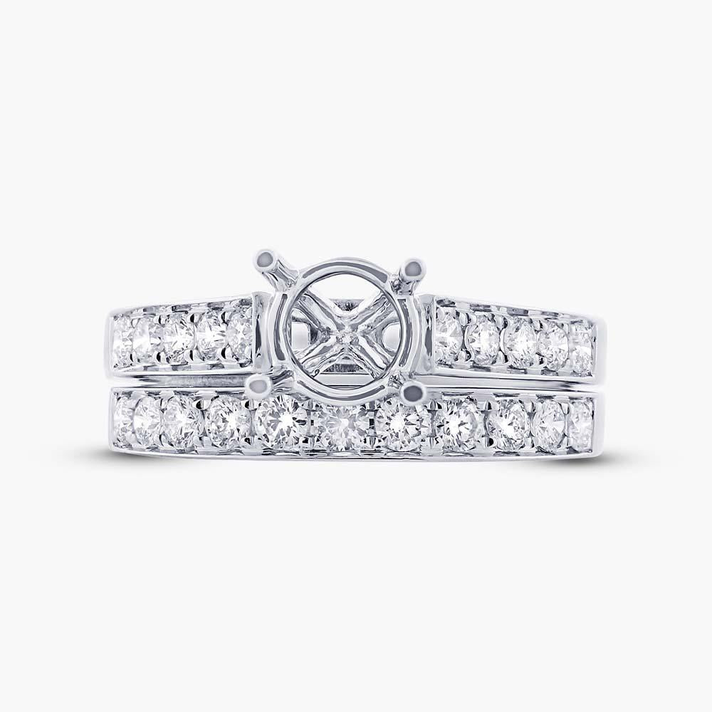 14k White Gold Diamond Semi-mount Ring 2-pc - 0.76ct