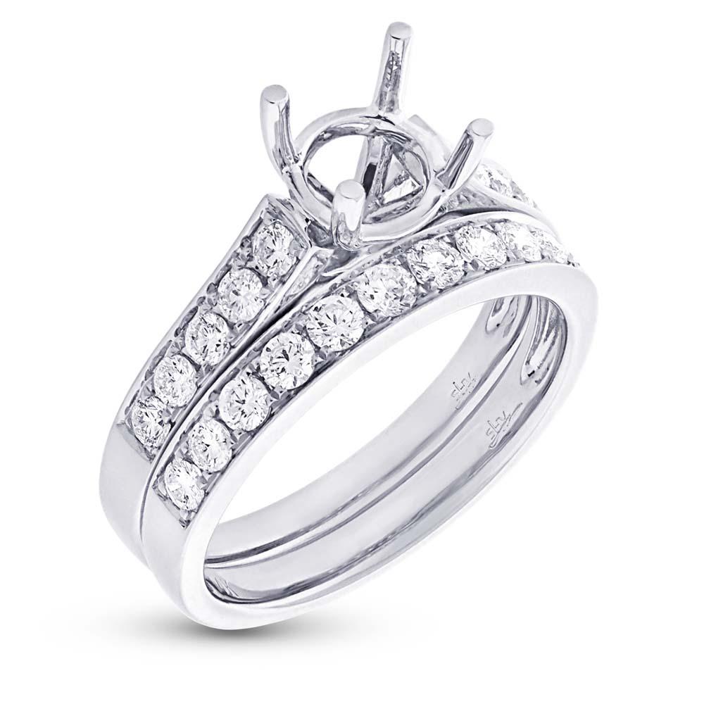 14k White Gold Diamond Semi-mount Ring 2-pc - 0.76ct