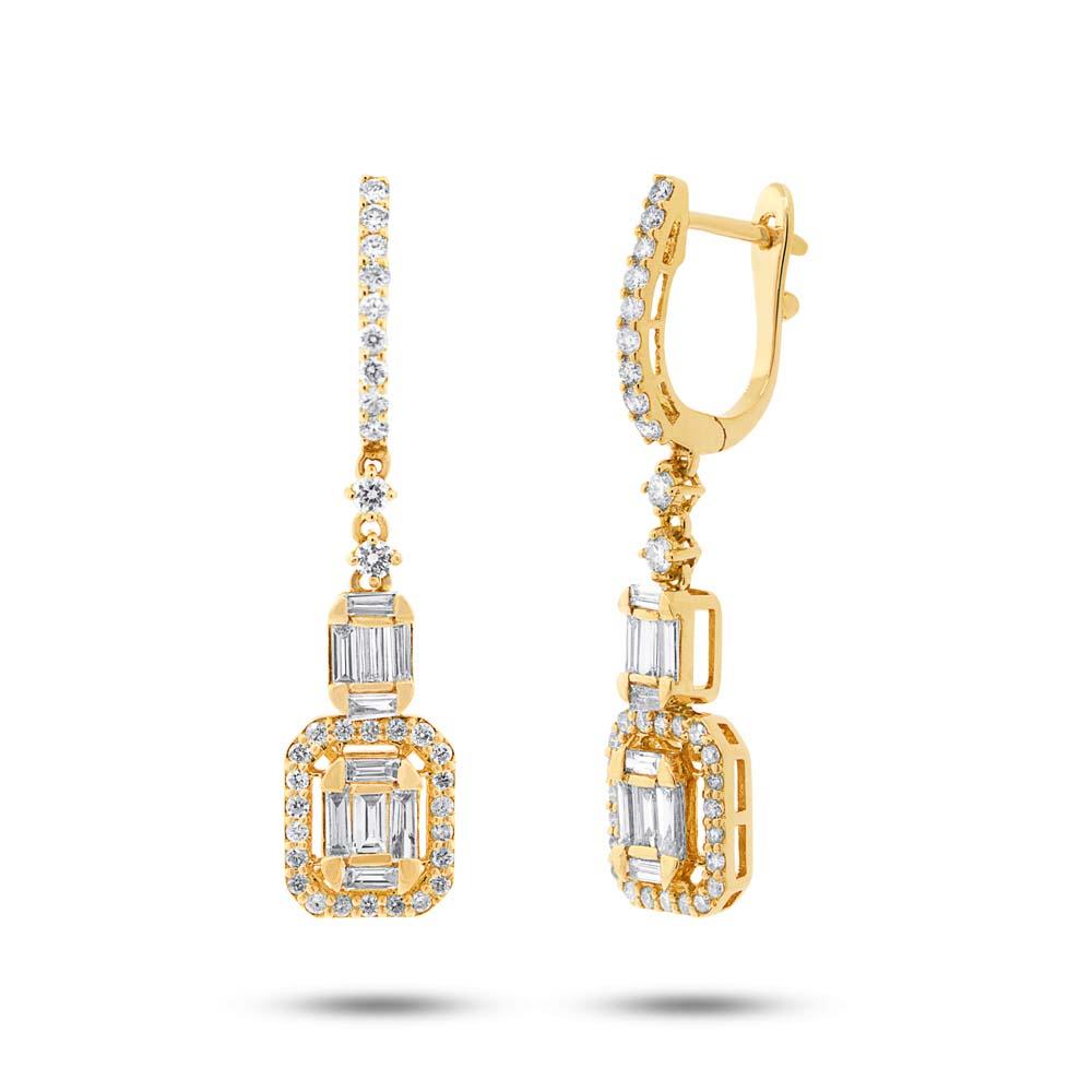 18k Yellow Gold Diamond Baguette Earring - 1.27ct