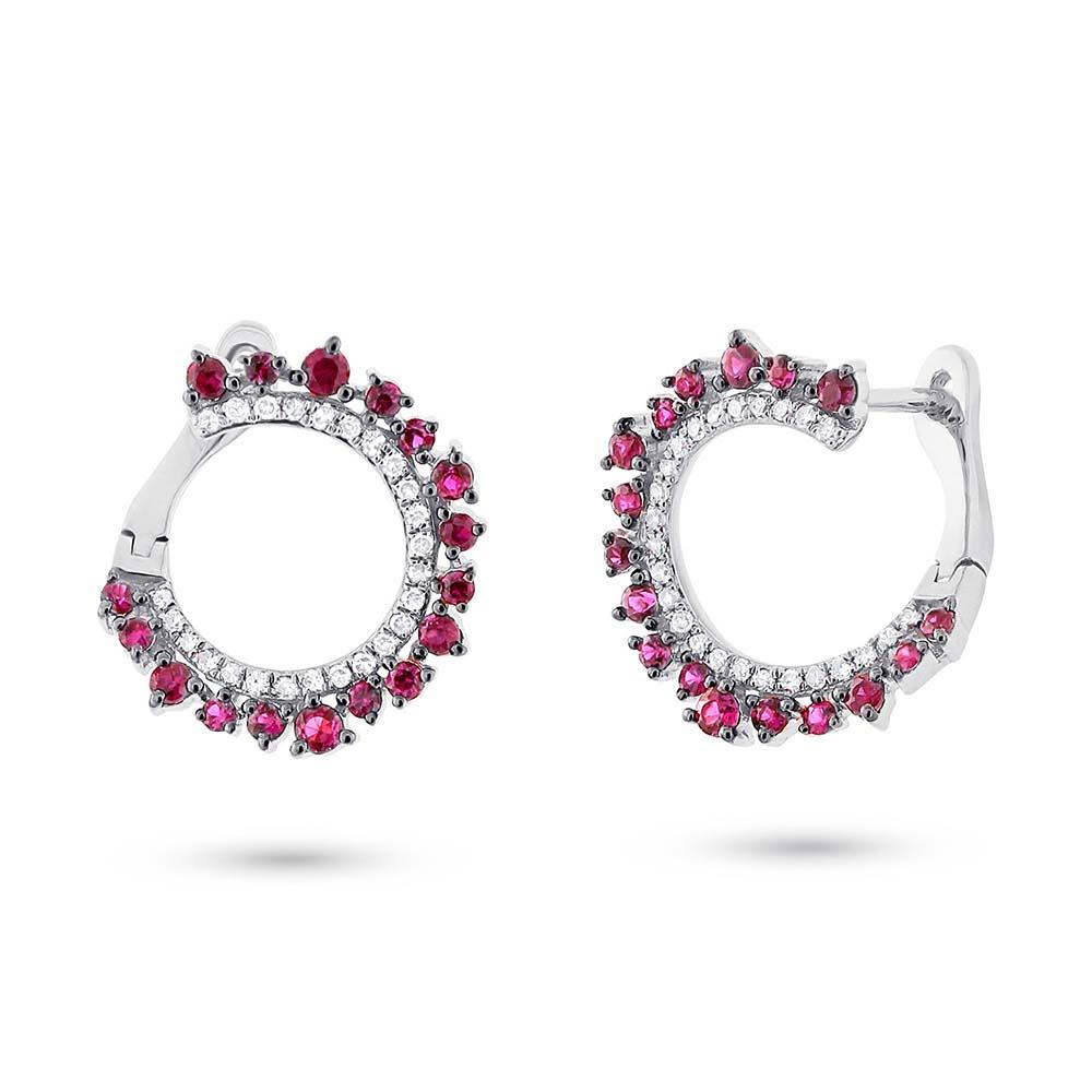 Diamond & 0.72ct Ruby 14k White Gold Earring