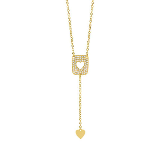 14k Yellow Gold Diamond Heart Lariat Necklace - 0.13ct