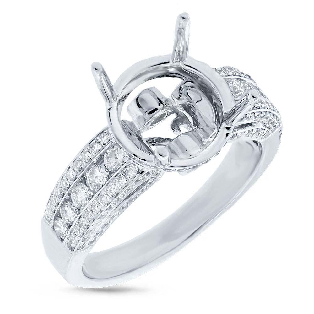 14k White Gold Diamond Semi-mount Ring - 0.74ct