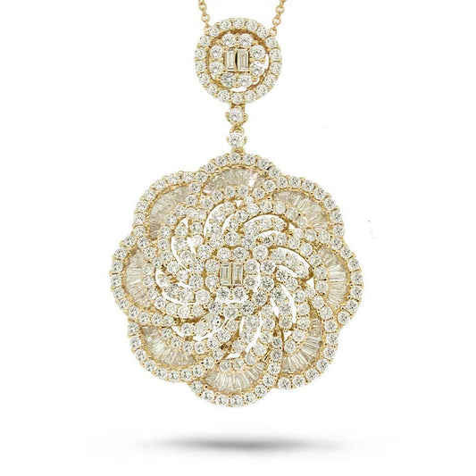 18k Yellow Gold Diamond Pendant - 4.70ct