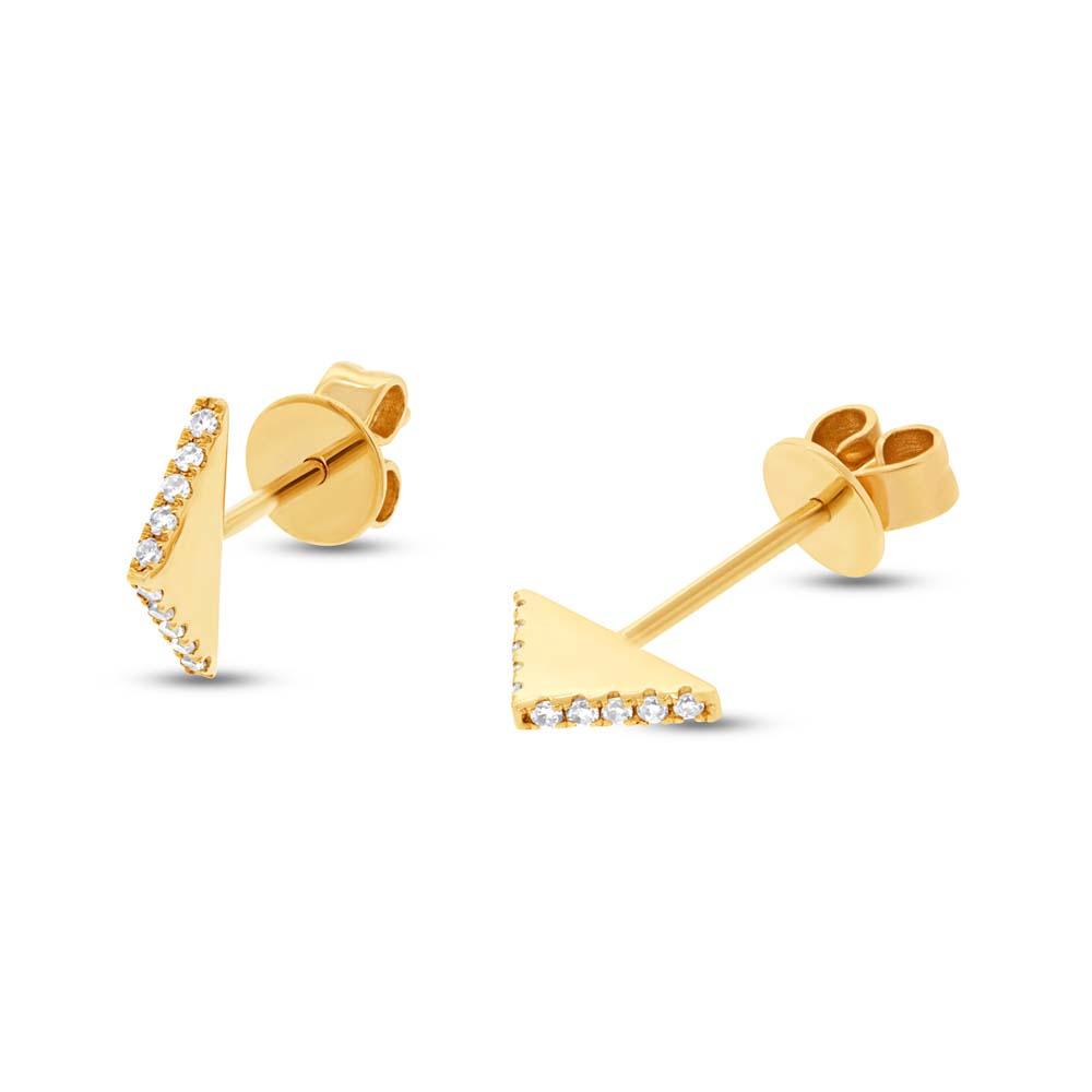 14k Yellow Gold Diamond Pyramid Earring - 0.07ct