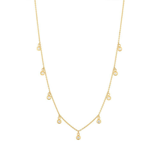 14k Yellow Gold Diamond Necklace - 0.22ct