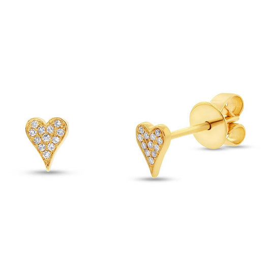14k Yellow Gold Diamond Pave Heart Earring - 0.05ct