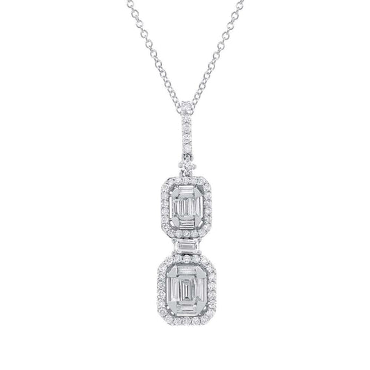 18k White Gold Diamond Baguette Pendant - 0.94ct