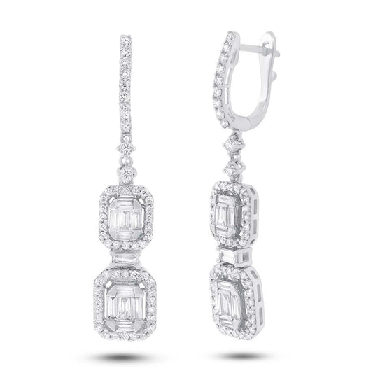 18k White Gold Diamond Baguette Earring - 1.57ct