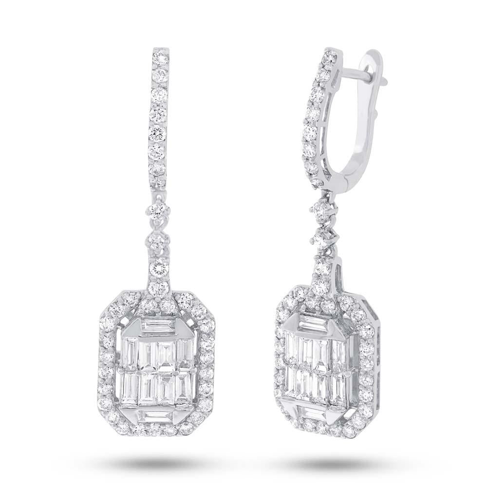 18k White Gold Diamond Baguette Earring - 2.40ct