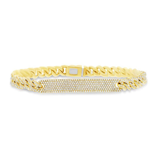 14k Yellow Gold Diamond Pave Chain Bracelet - 1.49ct