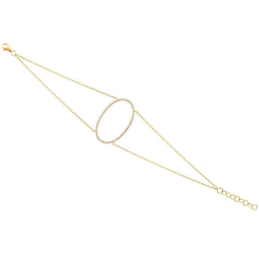 14k Yellow Gold Diamond Lady's Oval Bracelet - 0.21ct