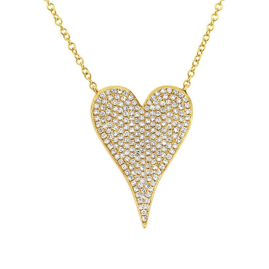 14k Yellow Gold Diamond Heart Necklace - 0.43ct