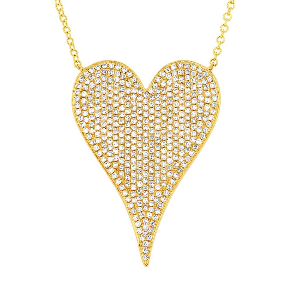 14k Yellow Gold Diamond Heart Necklace - 0.83ct