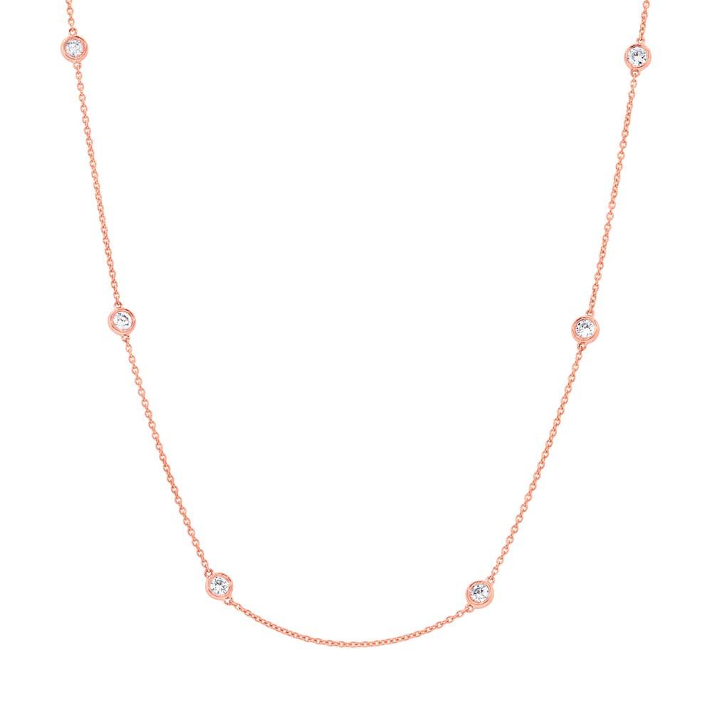 14k Fashionable Rose Gold 18'' Diamonds By The Yard Chain - 1.02ct V0177