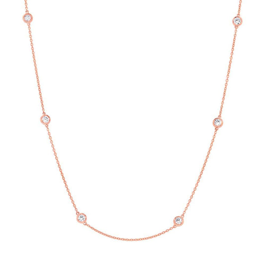 14k Fashionable Rose Gold 18'' Diamonds By The Yard Chain - 1.02ct V0177