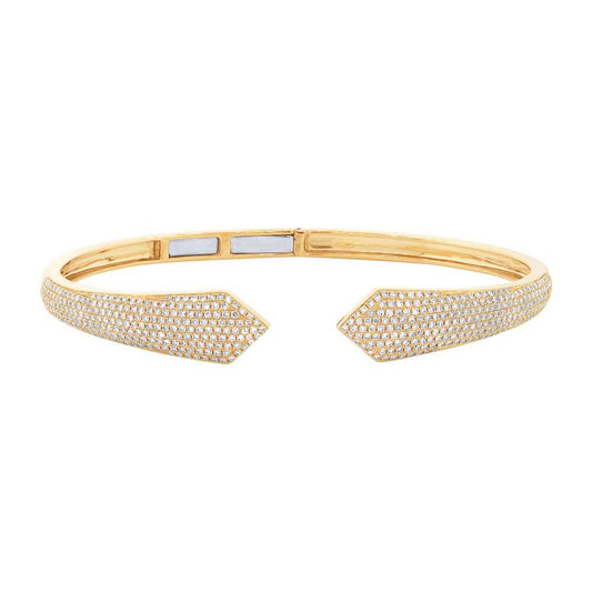 14k Yellow Gold Diamond Pave Bangle - 1.34ct