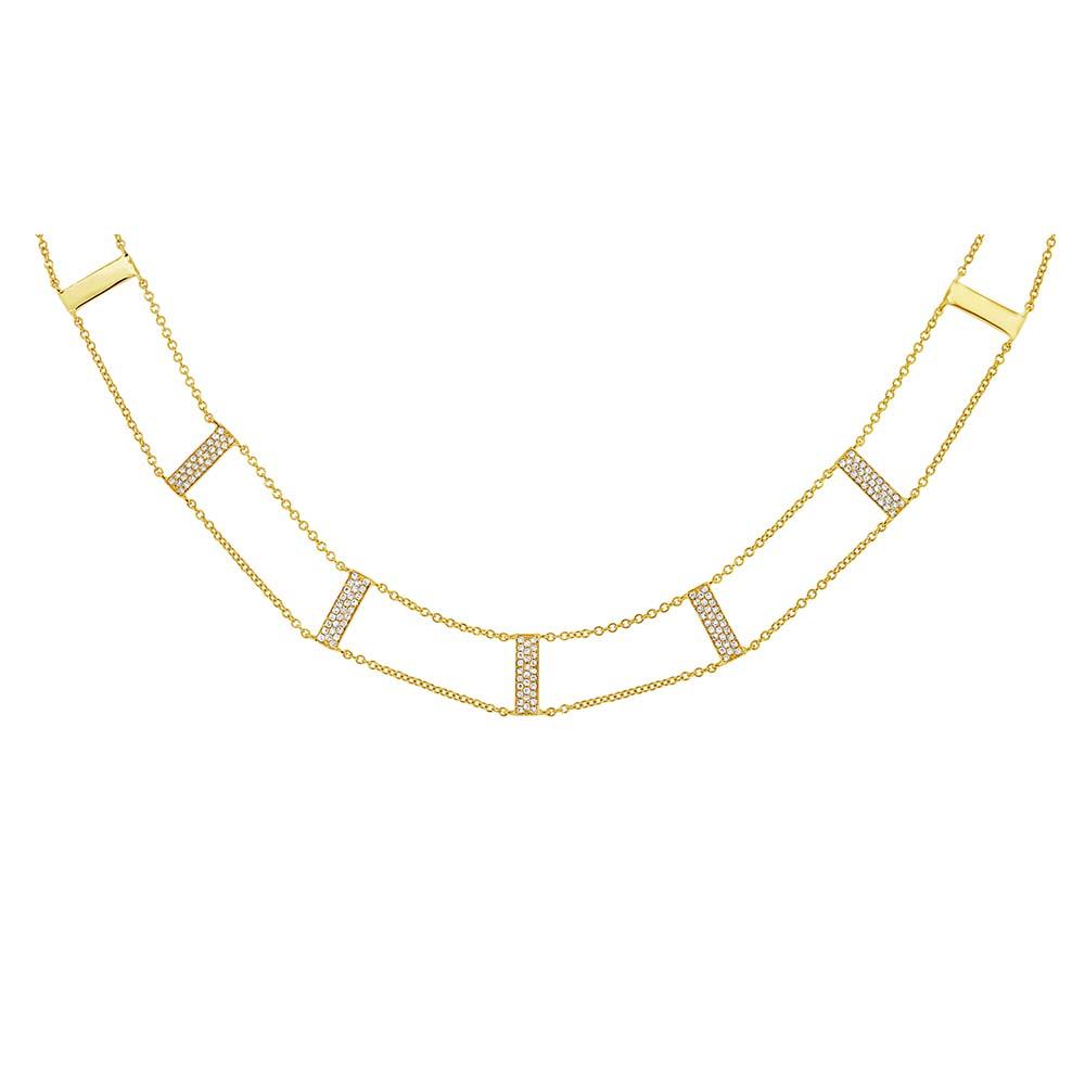 14k Yellow Gold Diamond Ladder Necklace - 0.33ct