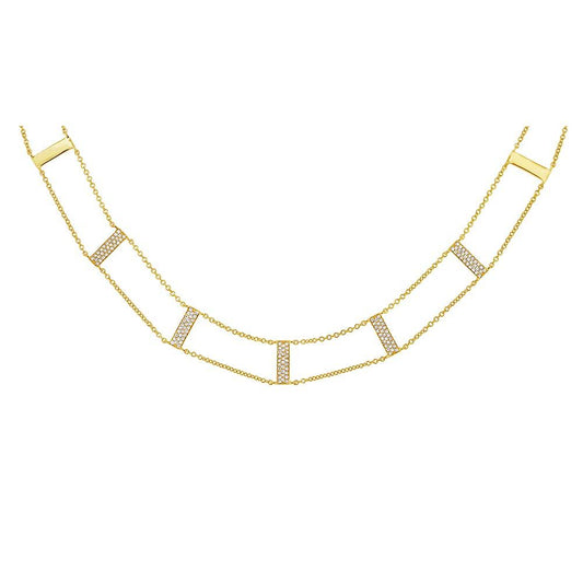14k Yellow Gold Diamond Ladder Necklace - 0.33ct