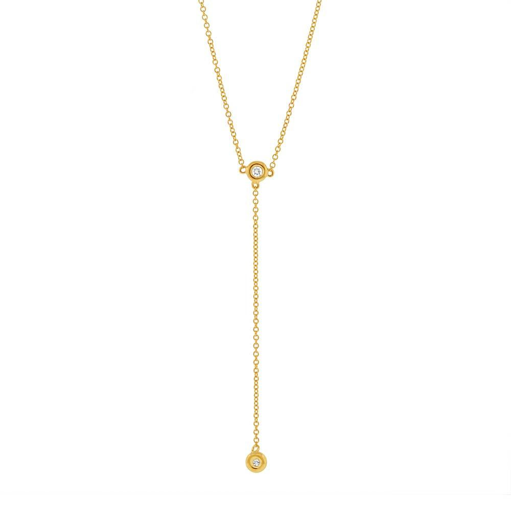 14k Yellow Gold Diamond Lariat Necklace - 0.07ct