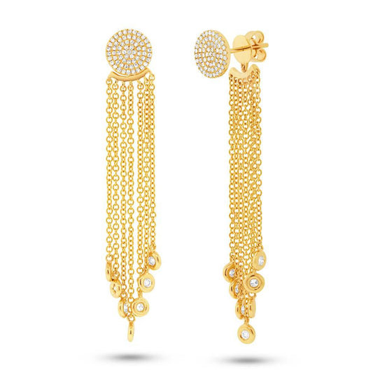14k Yellow Gold Diamond Pave Fringe Jacket Earring