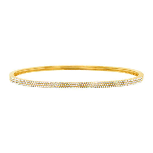 14k Yellow Gold Diamond Pave Bangle - 0.62ct
