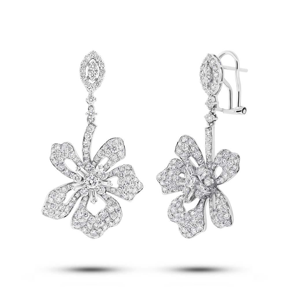 18k White Gold Diamond Flower Earring - 4.57ct