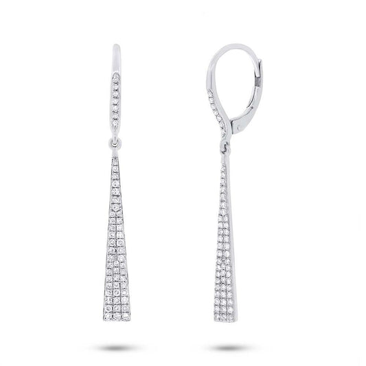 14k White Gold Diamond Triangle Earring - 0.43ct
