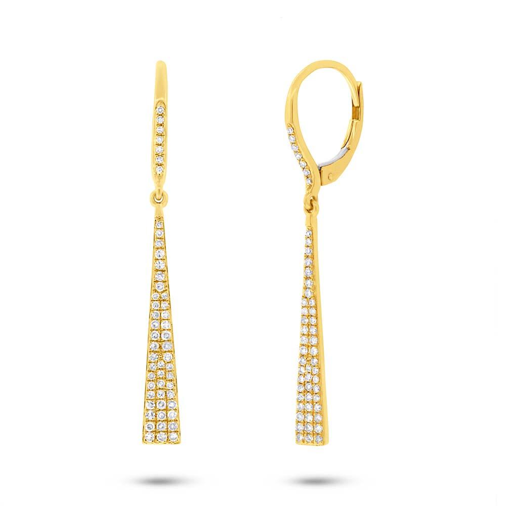 14k Yellow Gold Diamond Triangle Earring - 0.43ct