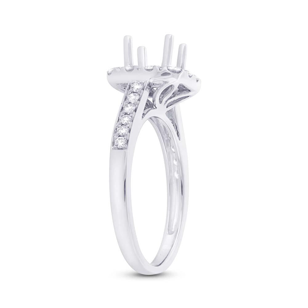 14k White Gold Diamond Semi-mount Ring for 0.75ct Center - 0.52ct