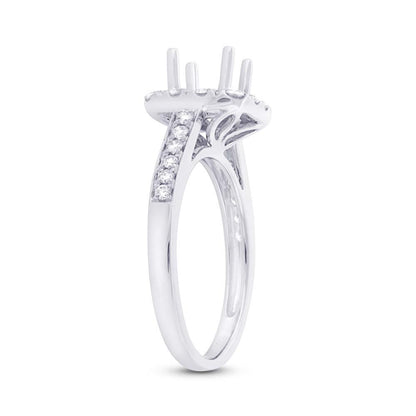 14k White Gold Diamond Semi-mount Ring for 0.75ct Center - 0.52ct