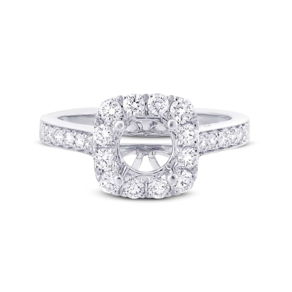 14k White Gold Diamond Semi-mount Ring for 0.75ct Center - 0.52ct