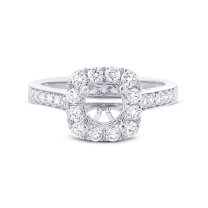 14k White Gold Diamond Semi-mount Ring for 0.75ct Center - 0.52ct