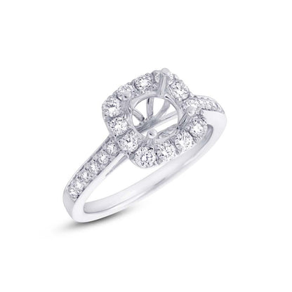 14k White Gold Diamond Semi-mount Ring for 0.75ct Center - 0.52ct