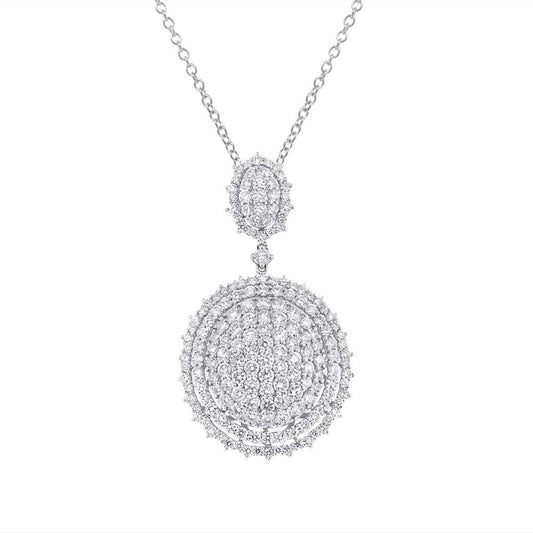18k White Gold Diamond Pave Pendant - 5.87ct