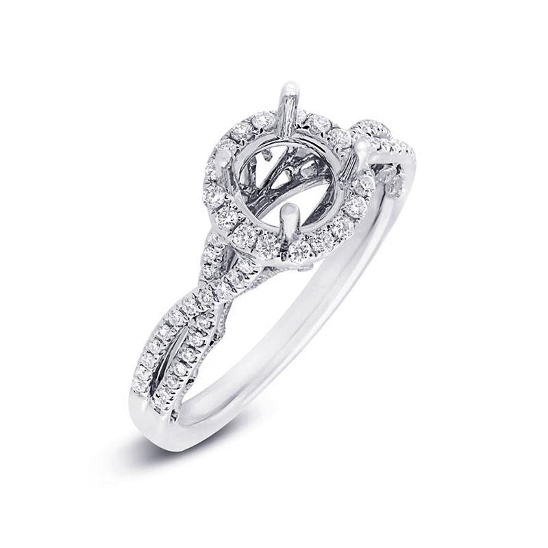 14k White Gold Diamond Semi-mount Ring for 1.00ct Center - 0.30ct