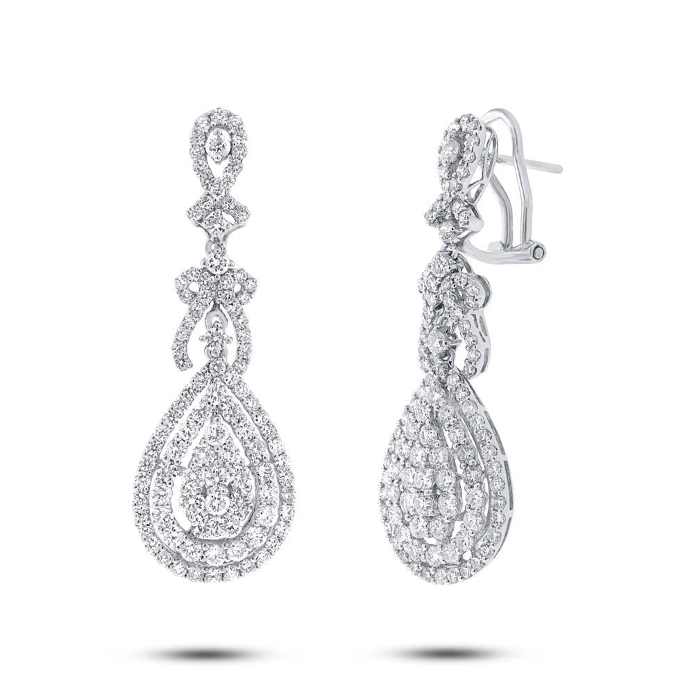 18k White Gold Diamond Earring - 3.89ct