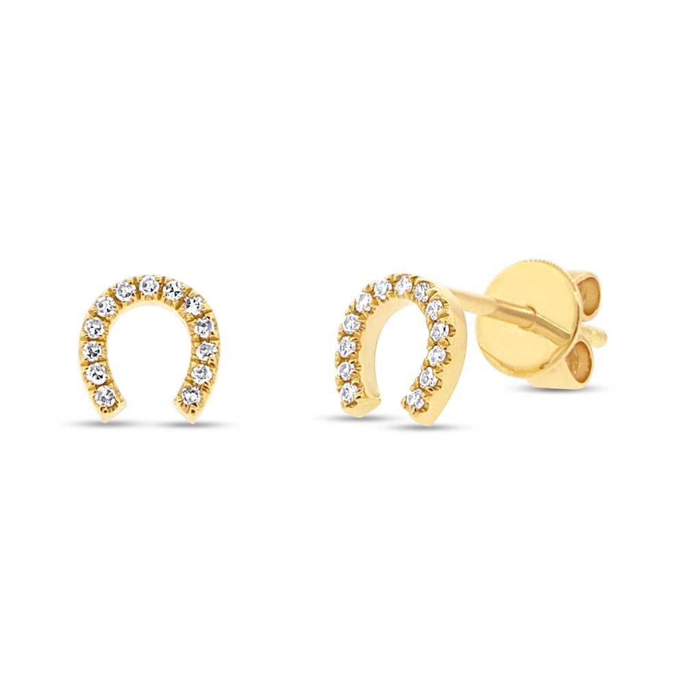14k Yellow Gold Diamond Horseshoe Earring - 0.06ct