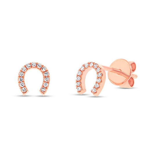 14k Rose Gold Diamond Horseshoe Earring - 0.06ct