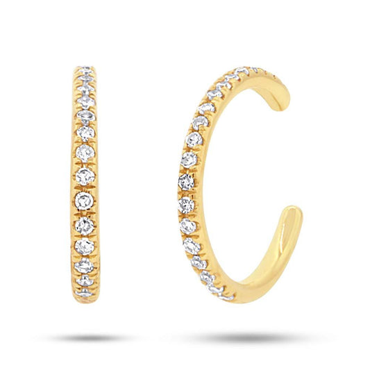 14k Yellow Gold Diamond Ear Cuff Earring - 0.11ct