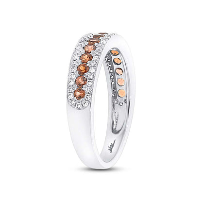 Diamond & 0.48ct Red Garnet 14k White Gold Lady's Band - 0.23ct