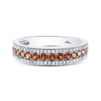 Diamond & 0.48ct Red Garnet 14k White Gold Lady's Band - 0.23ct