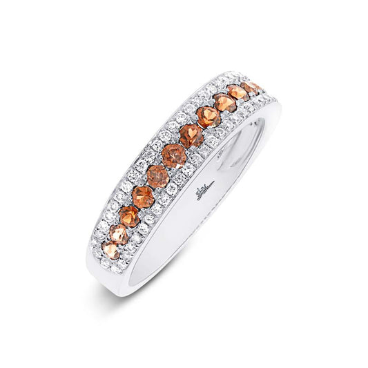 Diamond & 0.48ct Red Garnet 14k White Gold Lady's Band - 0.23ct