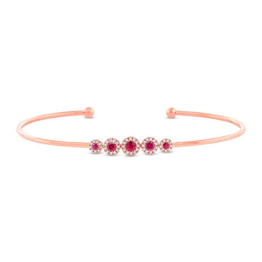 Diamond & 0.28ct Ruby 14k Rose Gold Bangle