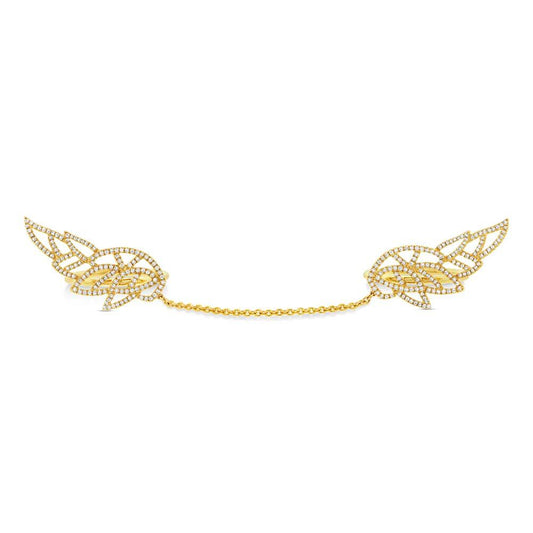 14k Yellow Gold Diamond Angel Wings Ring - 0.76ct