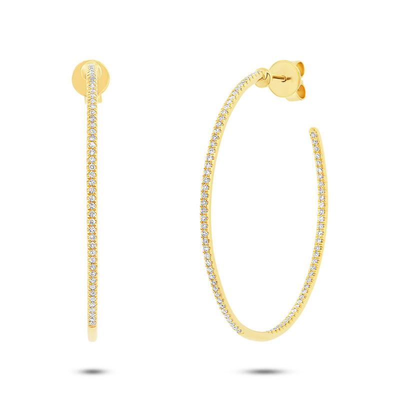 14k Yellow Gold Diamond Hoop Earring - 0.36ct
