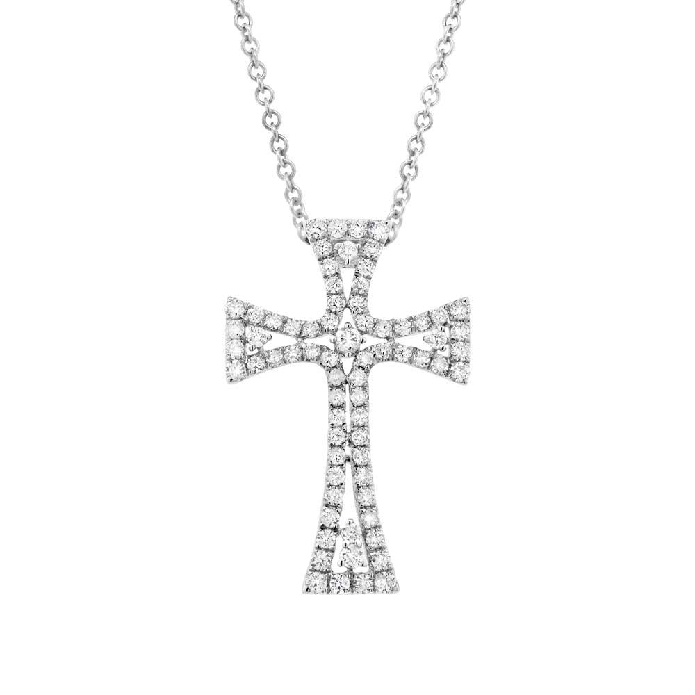 18k White Gold Diamond Cross Pendant - 1.17ct