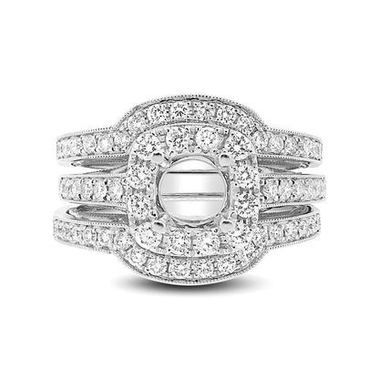 14k White Gold Diamond Semi-mount Ring 2-pc - 0.75ct
