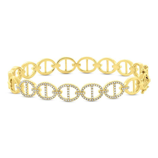 14k Yellow Gold Diamond Bangle - 0.45ct
